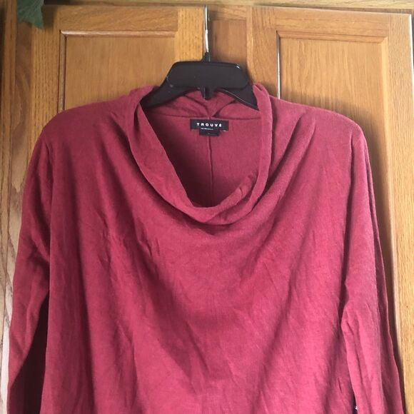 NWT Nordstrom Trouvé Angora Blend Cowl Neck Sweater Red Spice - L - Picture 2 of 10